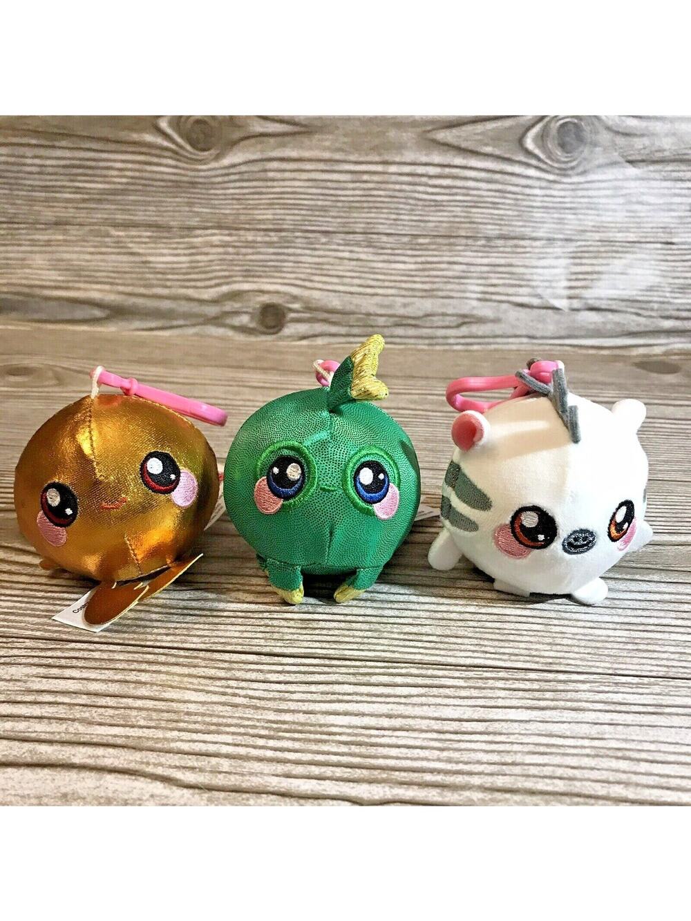 Lot of 3 Squeezamals Micro Plush Toys Clip-On Keychains Stuffed Soft Squishy